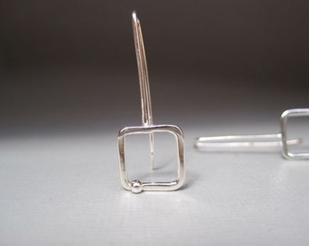 Sterling Silver Square Dot Earrings handmade