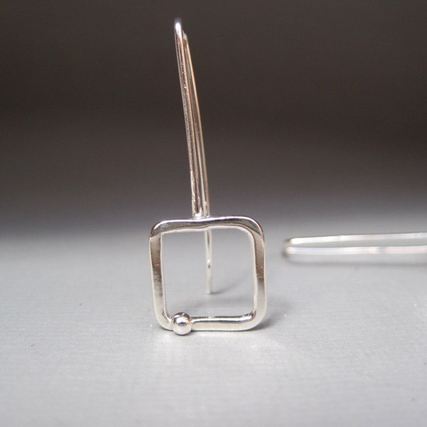 Sterling Silver Square Dot Earrings handmade