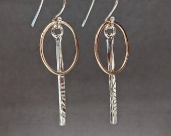 Sterling Silver Layered Bar Earrings handmade