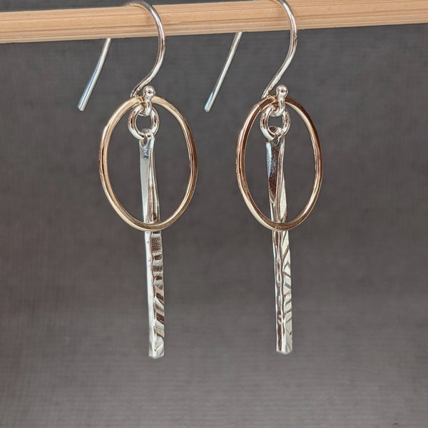 Sterling Silver Layered Bar Earrings handmade