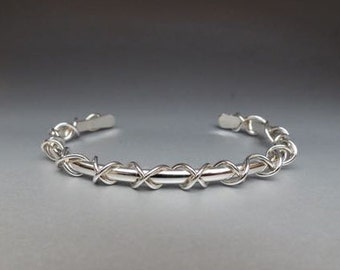 Sterling Silver Criss Cross Wrap Cuff Bracelet handmade