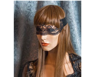 Beautiful Black Lace mask with double-faced ribbon tie back - Halloween, Costume, Cosplay