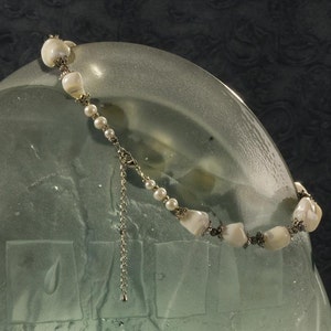 Chunky Mother Of Pearl Choker and earrings set in creamy white image 4