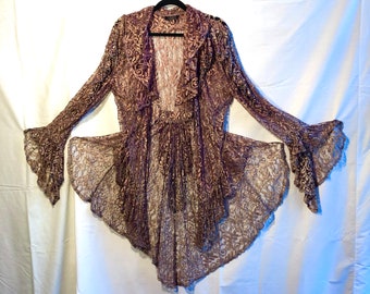 Vintage lace jacket robe by SONDA NYC 70s/80s GORGEOUS! Free shipping!
