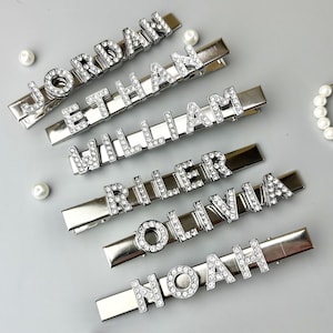 Custom Name Party Hair Clip Hair Accessories Gift, Personalized Word Name Diamante Rhinestone Hair Clip, Custom Name Hair Clips Gift for Her