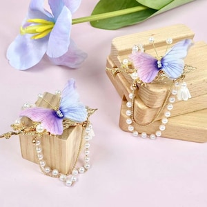 Handmade Butterfly Hair Clip, Pearl Butterfly Hair Clip, Adorable Butterfly Side Hair Clip Birthday Gift, Butterfly Hair Accessories Gift