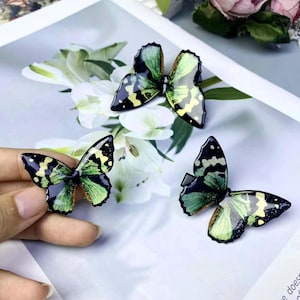 Handmade Butterfly Hair Clip, Green Morpho Butterfly Hair Clip, Cute Butterfly Side Hair Clip Birthday Gift, Butterfly Hair Accessories Gift