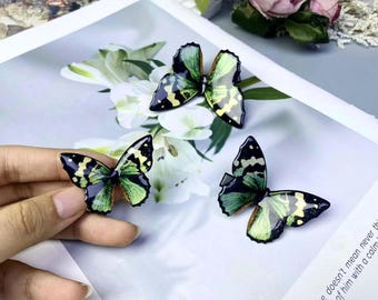 Handmade Butterfly Hair Clip, Green Morpho Butterfly Hair Clip, Cute Butterfly Side Hair Clip Birthday Gift, Butterfly Hair Accessories Gift