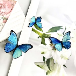 Handmade Butterfly Hair Clip, Blue Morpho Butterfly Hair Clip, Cute Butterfly Side Hair Clip Birthday Gift, Butterfly Hair Accessories Gift