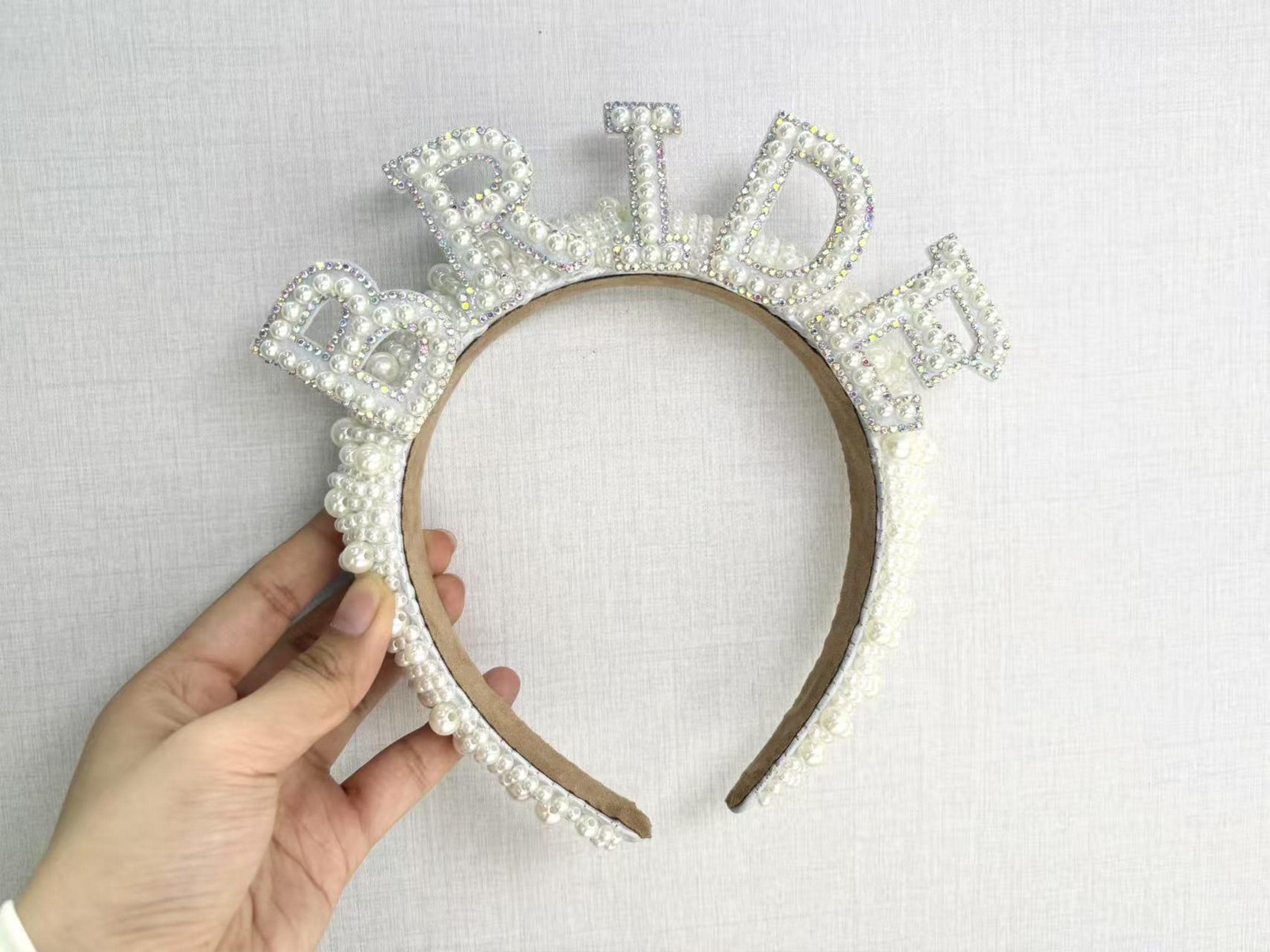 Pearl Embellished Bride Headband, Bride Bridal Hair Piece, Bachelorette Gift Bride Pearl Headband: Bachelorette Party Hair Accessory - Etsy main image 4