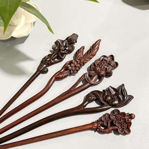 5Pcs Mini Wooden Flower Hairpin, Unique Flower Wood Hair Stick, Hair Stick Gifts, Cute Flower Wood Hair Stick Decor, Wooden Hair Adornment