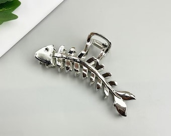 Metal Fish Bone Hair Clip Hair Accessory Gift, Adorable Fish Bone Shaped Hair Claw, Handmade Metal Fish Bone Hair Clip Birthday Gift for Her