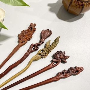 5Pcs Mini Wooden Flower Hairpin, Unique Flower Wood Hair Stick, Hair Stick Gifts, Cute Flower Wood Hair Stick Decor, Wooden Hair Adornment