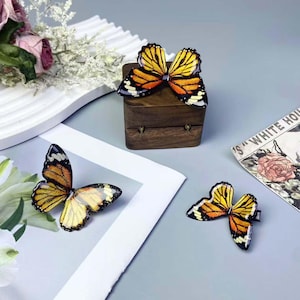 Handmade Butterfly Hair Clip, Orange Morpho Butterfly Hair Clip, Cute Butterfly Side Hair Clip Birthday Gift Butterfly Hair Accessories Gift