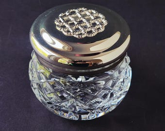 Vintage Waterford Crystal Glenmede Vanity Jar / Small Jar with Silver Tone Top for Potpourri