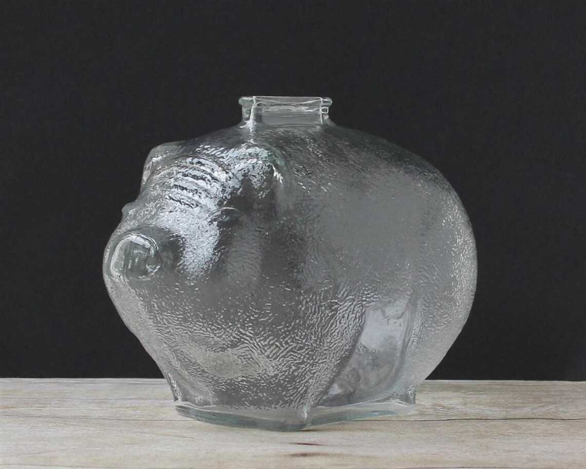 Anchor Hocking Large Clear Glass Piggy Bank / Solid Glass Pig Etsy