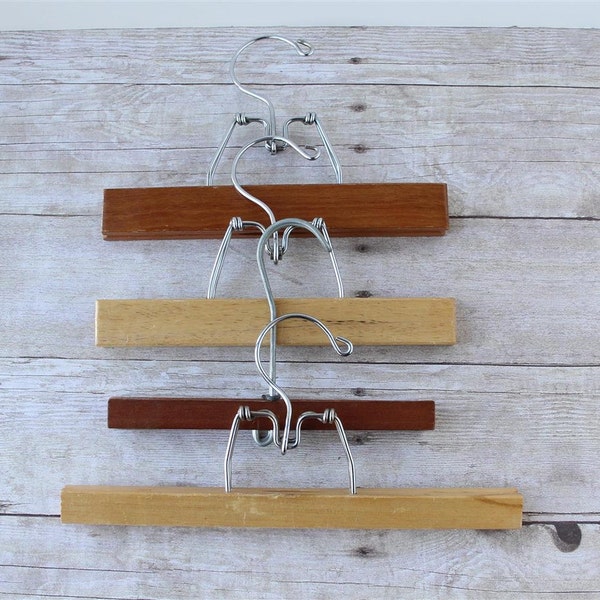 Set of 4 Vintage Wood Wooden Pants Hangers/ Document Art Paper Holder Decor