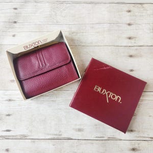 Vintage Buxton Wallet / NOS New Old Stock in Box Womens Red Leather Snap Wallet with Coin Purse