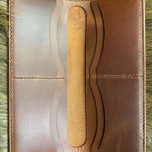 Hand made Genuine leather long wallet Card wallet bifold image 2