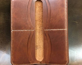 Hand made Genuine leather long wallet Card wallet bifold