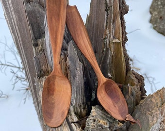 Hand carved apple wood eating set