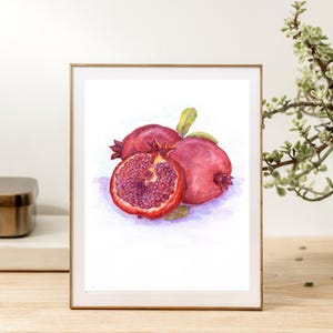 Pomegranate  Art Print,Kitchen Wall Decor,Fruit Still Life,Gift Wall Art,Red Fruit,Watercolor Painting,Unframed Poster
