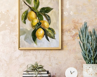 Lemon Still Life Art Print: Vintage Kitchen & Farmhouse Wall Decor