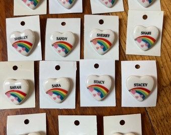 Vintage Heart &#39;S&#39; Name Pins from the 80&#39;s, S Names