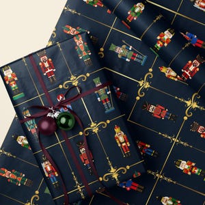 Nutcracker Wrapping Paper - Holiday Gift Wrap - Christmas Gift Wrap - Toy Soldier Pattern - Xmas Present