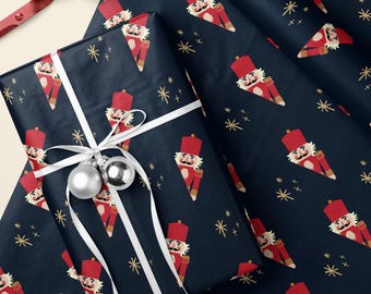 Nutcracker Wrapping Paper - Elegant Holiday Gift Wrap - Seasonal Christmas Gift Wrap
