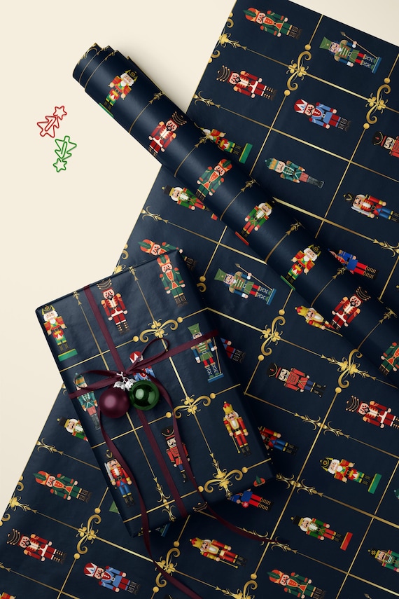 Nutcracker Wrapping Paper - Holiday Gift Wrap - Christmas Gift Wrap - Toy Soldier Pattern - Xmas Present