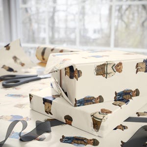 Preppy Bear Wrapping Paper | Vintage Teddy Bear Gift Wrap | Dressed Cute Bear Pattern Sheet image 6