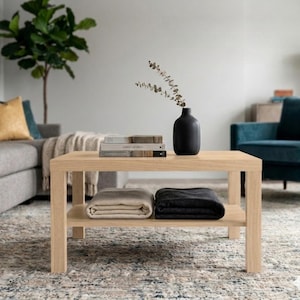 Modern Rectangular Coffee Table with Shelf - 35", Center Table for Living Room