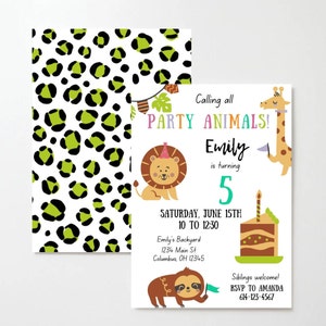 Party Animal Birthday Invite - EDITABLE, Canva, Instant Download