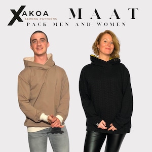 Hoodie Maat PDF Pattern Bundle for Men and Women | Beginner-Friendly Sewing Tutorial with Real Photos | Sizes EU 36-58 Included