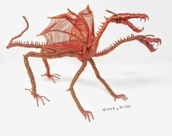 Twisted Two-Headed Dragon - Bendable Copper Wire Creature - fun, unique, fully poseable! Hand-made out of recycled & repurposed materials