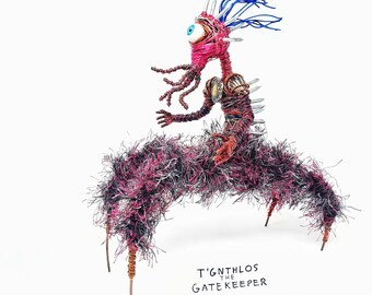Spiked Mutant Cyclops - Bendable Copper Wire Creature - fun, unique, fully poseable! Hand-made out of recycled & repurposed materials.