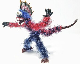 Great Mohawk Cyclops - Bendable Copper Wire Creature - fun, unique, fully poseable! Hand-made out of recycled & repurposed materials.