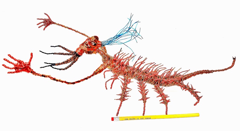 Spikey Monster Freak Bendable Copper Wire Creature fun, unique, fully poseable Hand-made out of recycled & repurposed materials image 7