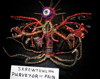 Winged Cthulhu Monster - Bendable Copper Wire Creature - fun, unique, fully poseable! Hand-made out of recycled & repurposed materials.