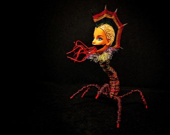 Rainbow Mohawk Barbie - Bendable Copper Wire Creature - fun, unique, fully poseable! Hand-made out of recycled & repurposed materials.