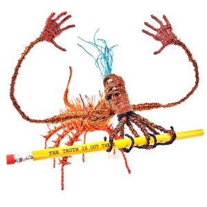 Spikey Monster Freak Bendable Copper Wire Creature fun, unique, fully poseable Hand-made out of recycled & repurposed materials image 9