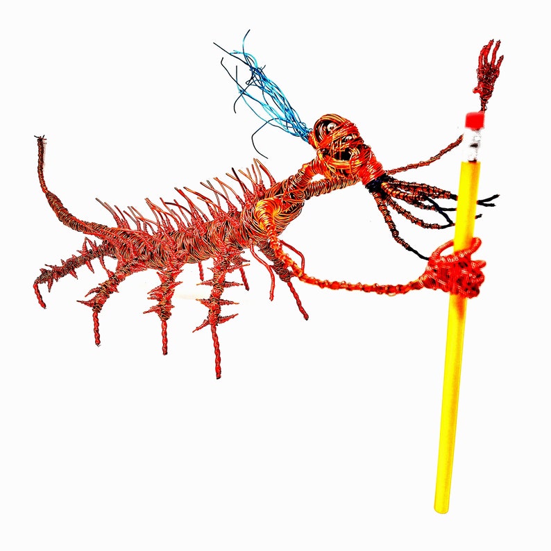 Spikey Monster Freak Bendable Copper Wire Creature fun, unique, fully poseable Hand-made out of recycled & repurposed materials image 8