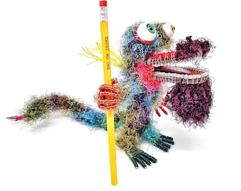 Colorful Bearded Weirdo - Bendable Copper Wire Creature - fun, unique, fully poseable! Hand-made out of recycled & repurposed materials.