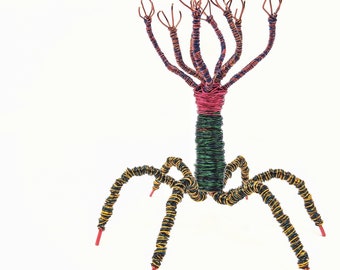 Hexapod Tentacle Monster 5 - Bendable Copper Wire Creature - fun, unique, fully poseable! Hand-made out of recycled & repurposed materials.