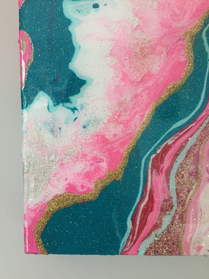 Geode painting 16x20 acrylic pour fluid art pour painting Etsy