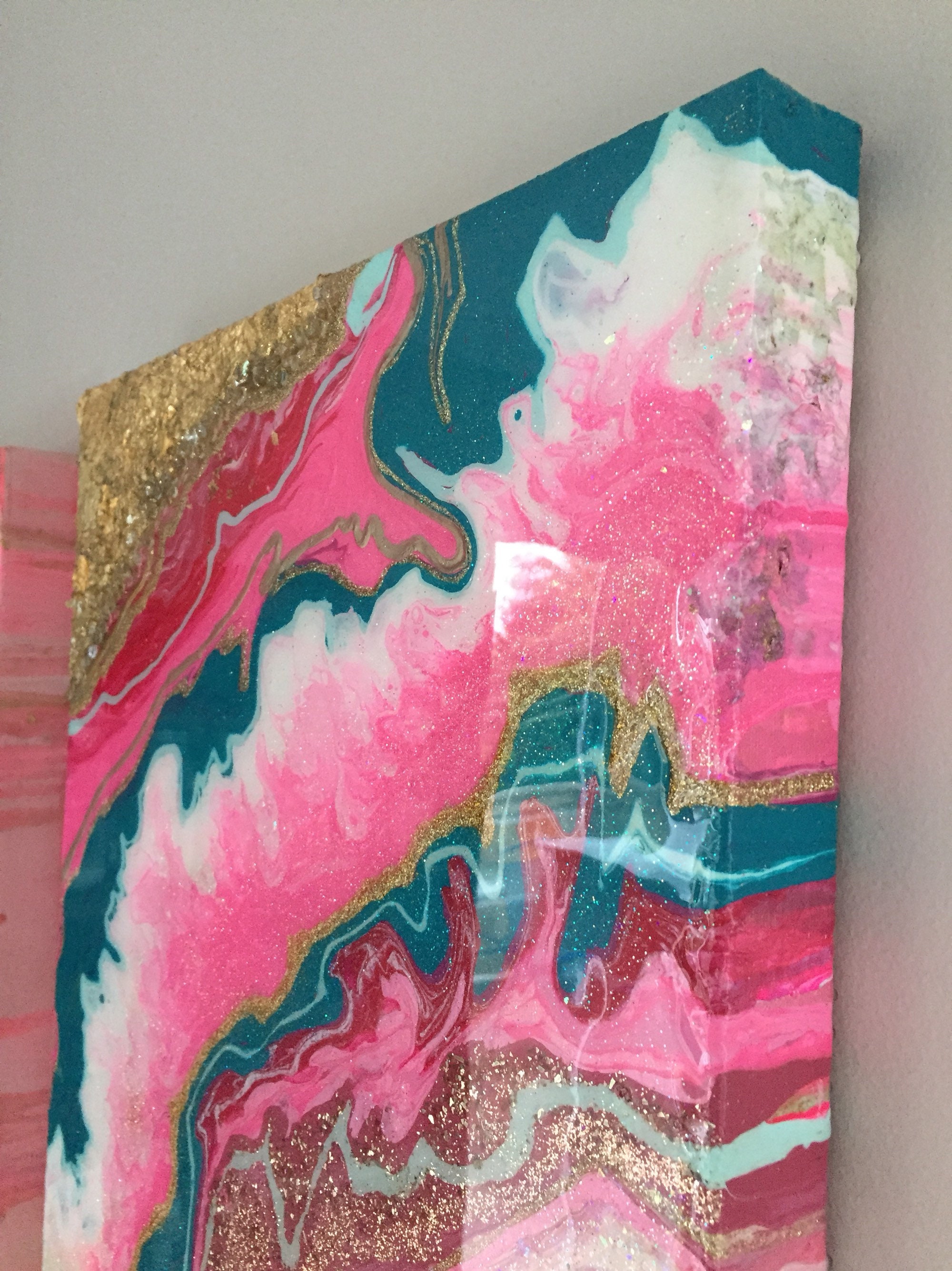 Geode painting 16x20 acrylic pour fluid art pour painting Etsy