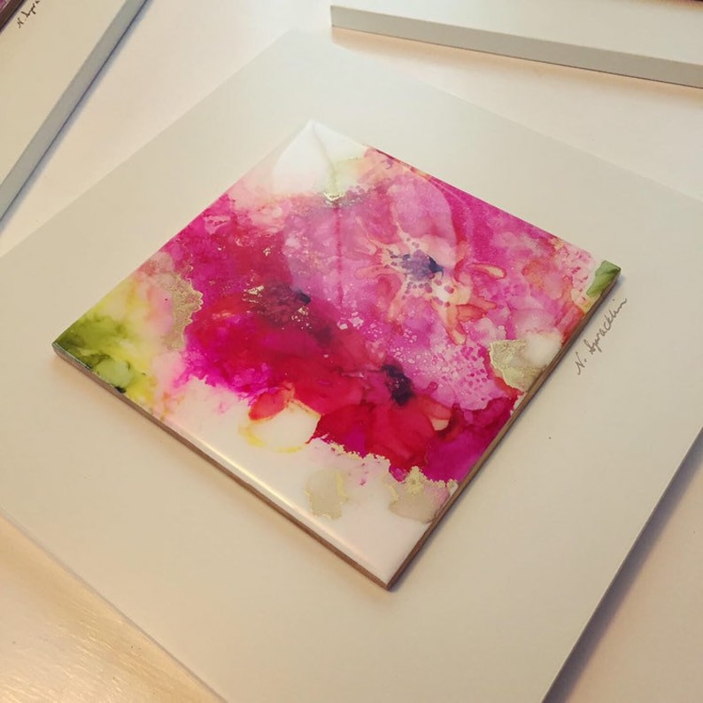 Original 6sq Art Tile Alcohol Ink Painting Fluid Art Etsy Canada