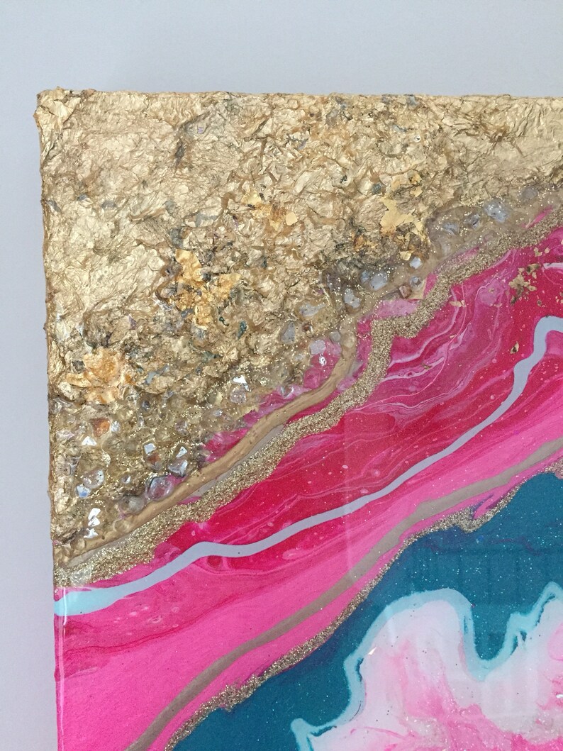 Geode painting 16x20 acrylic pour fluid art pour painting Etsy