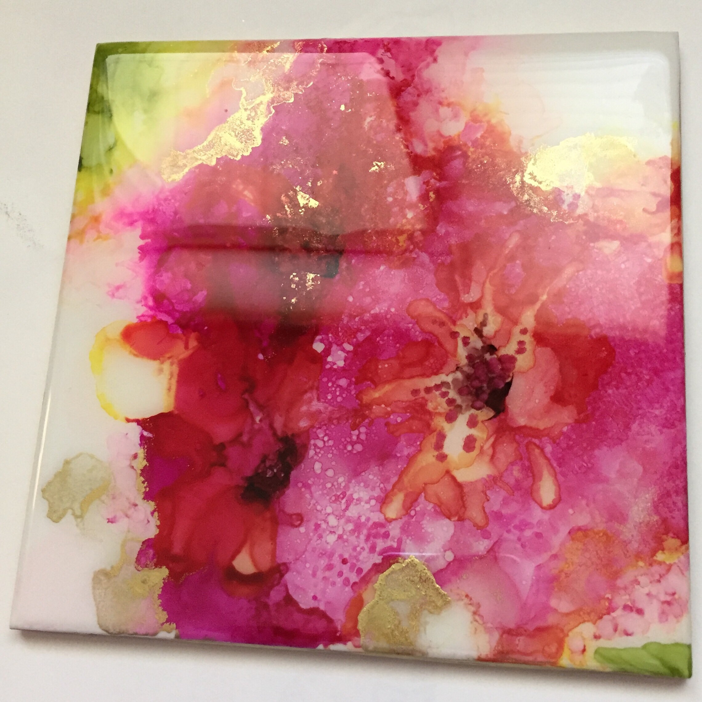 Original 6sq Art Tile Alcohol Ink Painting Fluid Art Etsy Canada